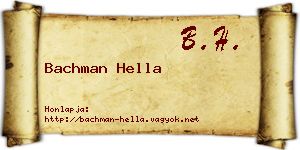Bachman Hella névjegykártya